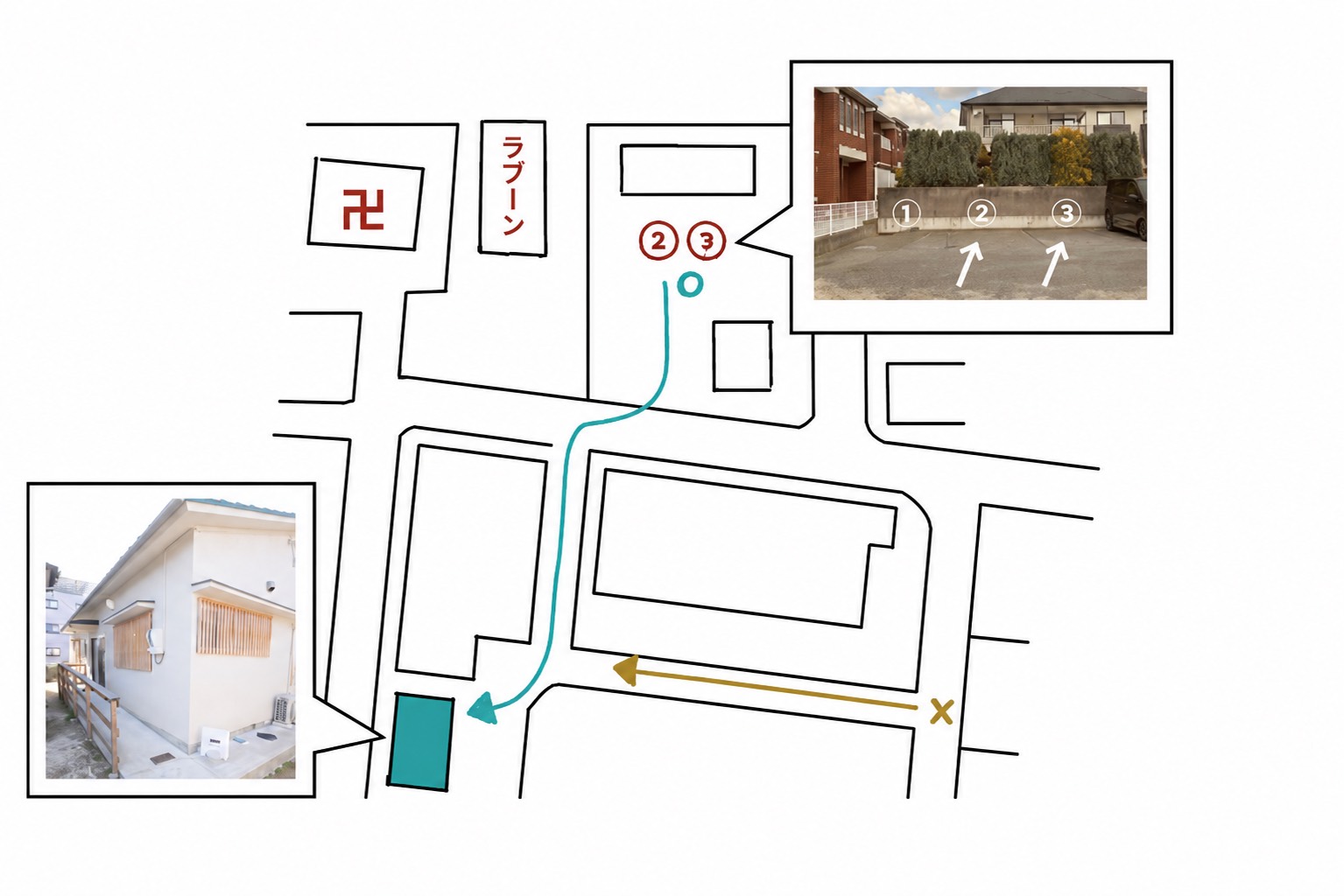 駐車場・店舗へのアクセスマップ